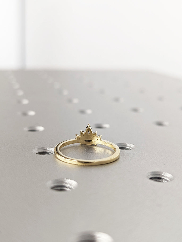 Marquise Salt and Pepper Diamond Wedding Ring, Unique Diamond Wedding Band, Wedding Engagement Ring, Minimalist Diamond Ring, Bridal Set
