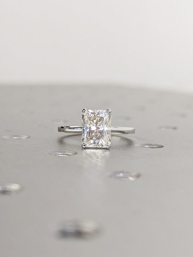 2.5Ct Radiant Cut Wedding Ring in White Gold , Crushed Ice Radiant Bridal Ring, Moissanite Radiant Cut Bridal Ring, Moissanite bridal Ring.