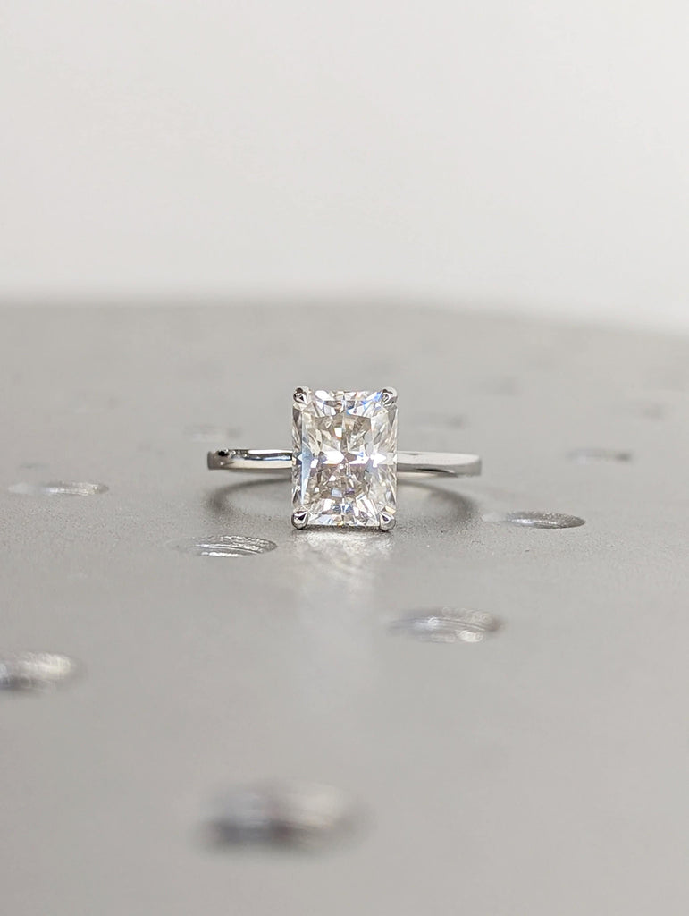 Diamond Hidden Halo Radiant Cut Solitaire Engagement Ring, Radiant Cut Engagement Ring, Radiant Cut Ring, 2.5 Ct Solid 14k Engagement Ring