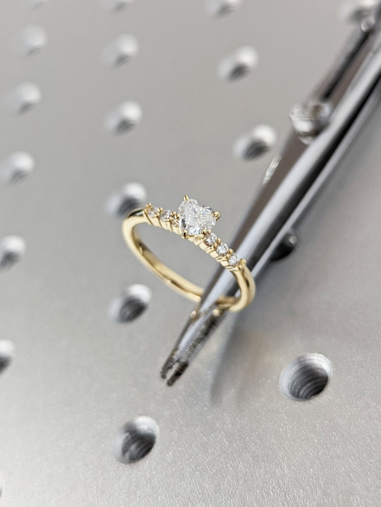 14K Solid Gold Engagement Ring /0.5CT Heart Moissanite Diamond Wedding Ring/Moissanite Engagement Ring/Stack Ring/Promise ring/Yellow gold