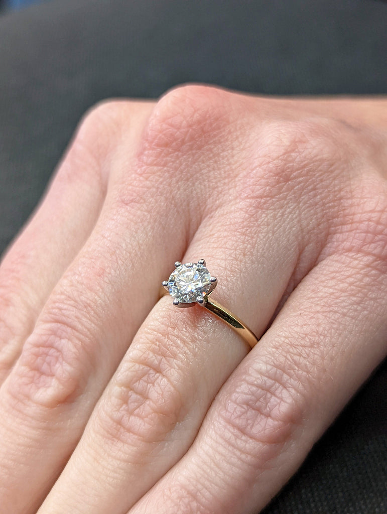 White Gold Classic Engagement Ring Delicate Band, Classic Prongs Setting, Moissanite Engagement Ring Siena, Two Tone Classic Modern Ring