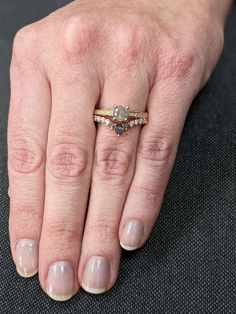Raw Salt And Pepper Diamond Ring Rose Gold Pave Salt And Pepper Diamond Ring (1/4 Ct. Tw.) Hidden Gemstones,Unique Antique Inspired,Margaret