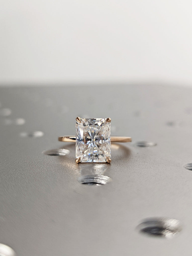 Hidden Halo Radiant Cut Solitaire Engagement Ring, Radiant Cut Engagement Ring, Radiant Cut Ring, 3Ct Solid 14k Lab Diamond Engagement Ring