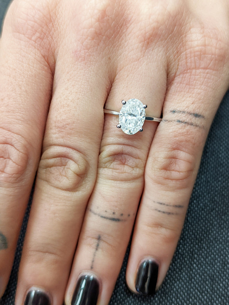 2 Carat Oval Cut Solitaire Engagement Ring, Oval Cut Engagement Ring, Oval Cut Ring, 2 Ct Solid 14k Moissanite Engagement Ring