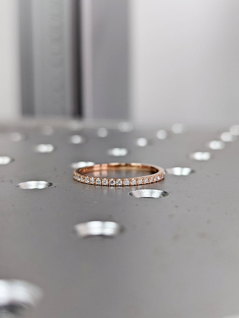 Diamond Eternity Ring / 14k Gold Half Eternity Diamond Ring / Half Around Diamond Wedding Band / Stackable Diamond Ring / Ring Guard