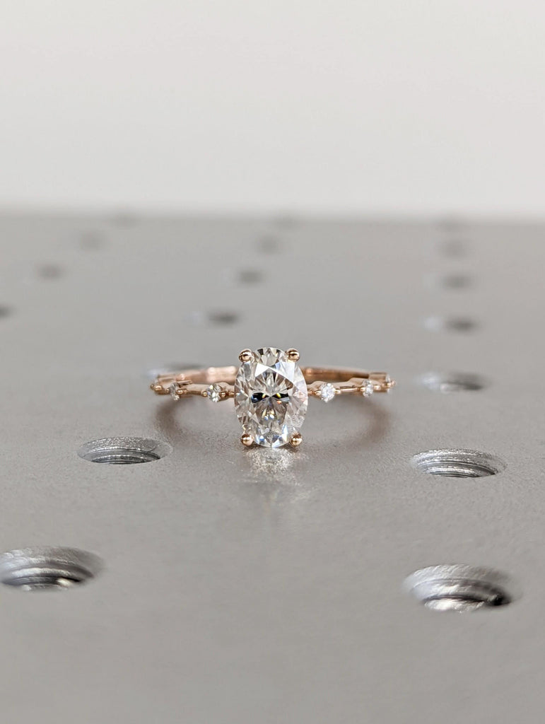 1 CT Oval Engagement Ring, Dainty Moissanite Engagement Ring