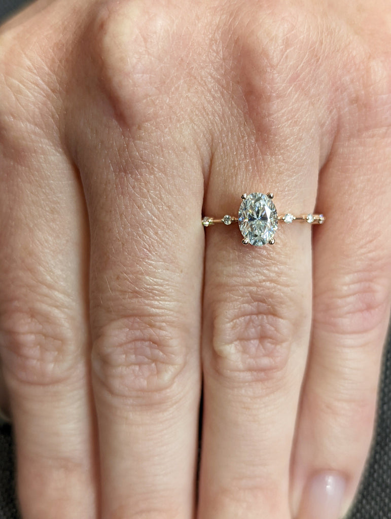 1 CT Oval Engagement Ring, Dainty Moissanite Engagement Ring