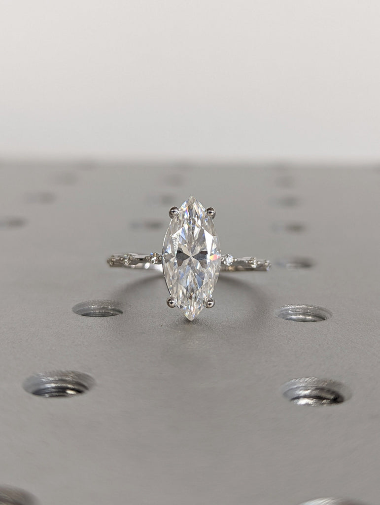 3 CT Marquise Engagement Ring, Dainty Moissanite Engagement Ring