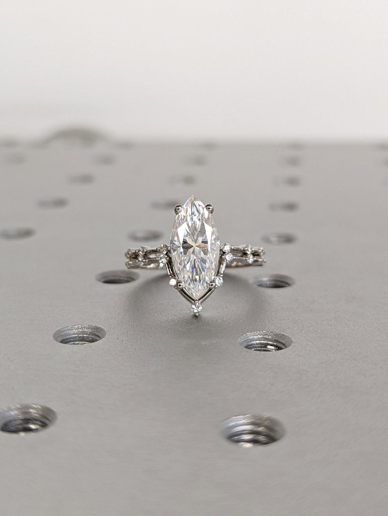3 CT Marquise Engagement Ring, Dainty Moissanite Engagement Ring