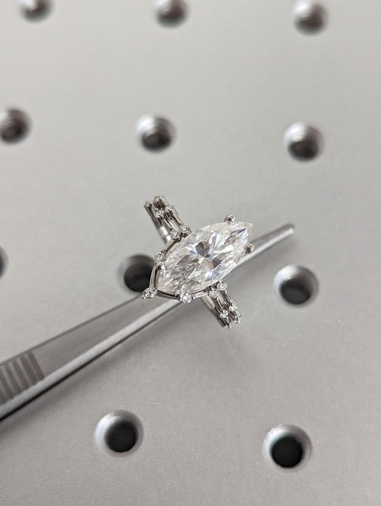 3 CT Marquise Engagement Ring, Dainty Moissanite Engagement Ring