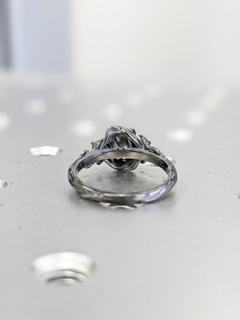 Salt & Pepper Diamond Engagement Ring, Black Diamond Ring, Black Gold Ring, Black Gold Diamond Engagement ring, Black Gold Engagement Ring