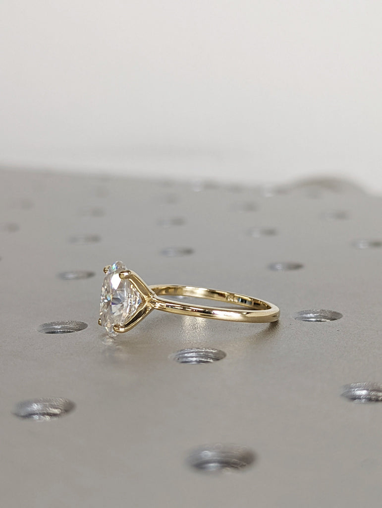 2cts Moissanite Oval Engagement Ring, Oval Moissanite and Solitaire Wedding Ring, Yellow Gold Moissanite Ring