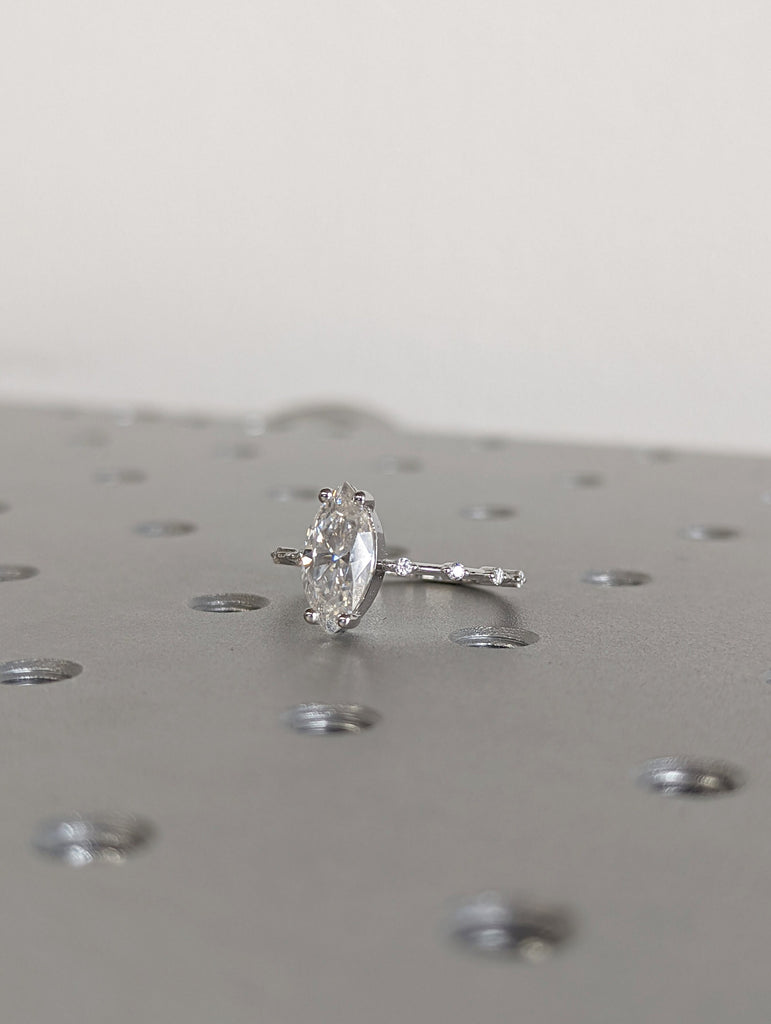 1.5 CT Marquise Engagement Ring, Dainty Moissanite Engagement Ring