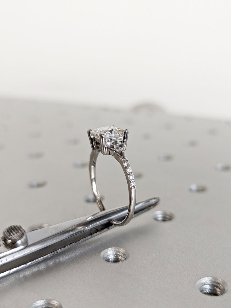 Celtic Cathedral Ring Gold Moissanite Diamond Celtic Engagement Ring Trinity Knot Ring Irish Ring Triquetra Ring Moissanite Ring