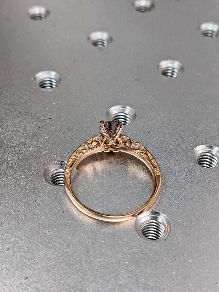 Raw Salt And Pepper Diamond Ring Rose Gold Pave Salt And Pepper Diamond Ring (1/4 Ct. Tw.) Hidden Gemstones,Unique Antique Inspired,Margaret