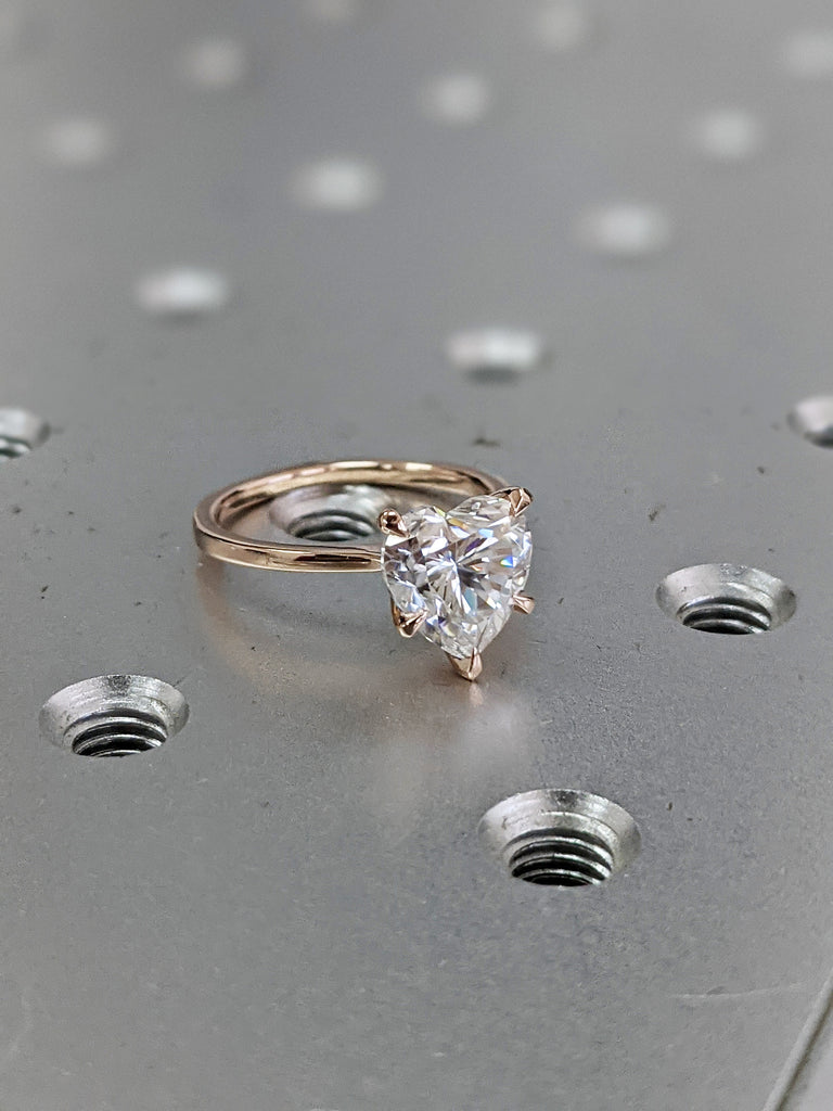 14K Solid Gold Engagement Ring /2.5CT Heart Moissanite Diamond Wedding Ring/Moissanite Engagement Ring/Stack Ring/Promise ring/Rose gold
