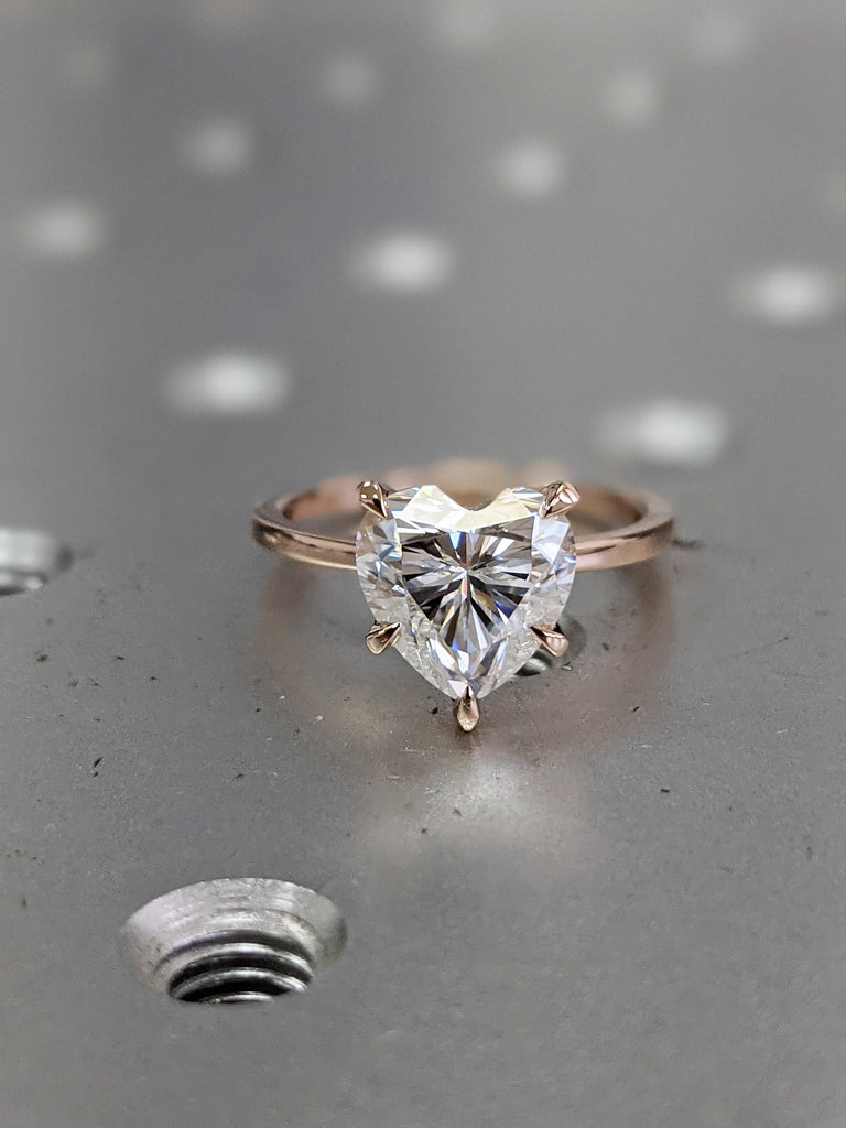 14K Solid Gold Engagement Ring /2.5CT Heart Moissanite Diamond Wedding Ring/Moissanite Engagement Ring/Stack Ring/Promise ring/Rose gold