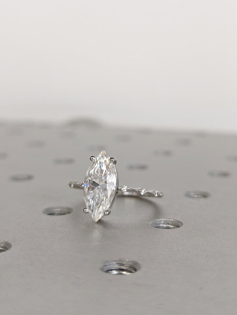 3 CT Marquise Engagement Ring, Dainty Moissanite Engagement Ring