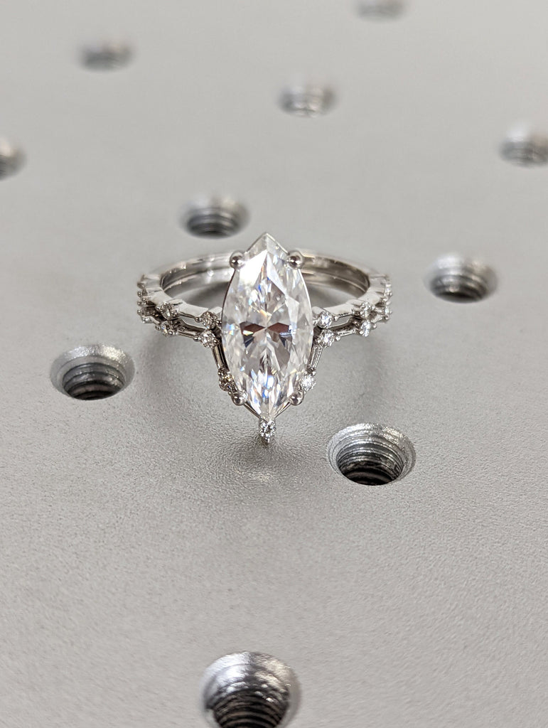 3 CT Marquise Engagement Ring, Dainty Moissanite Engagement Ring