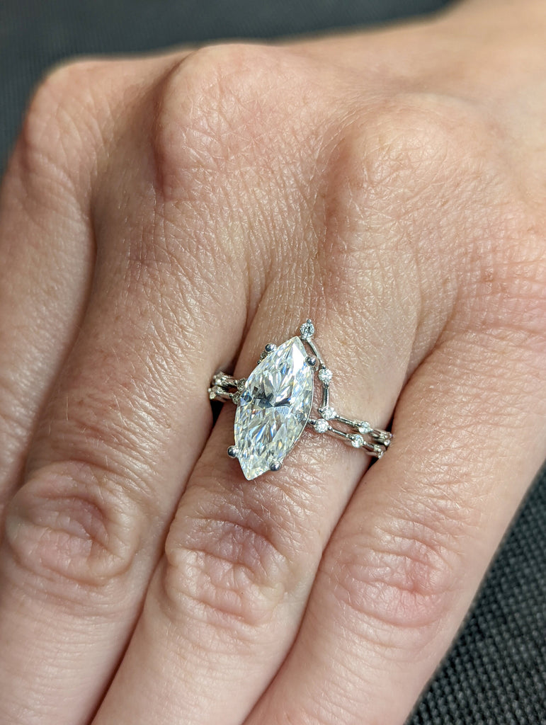 3 CT Marquise Engagement Ring, Dainty Moissanite Engagement Ring