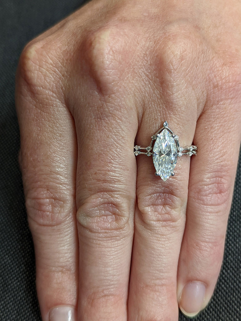 3 CT Marquise Engagement Ring, Dainty Moissanite Engagement Ring