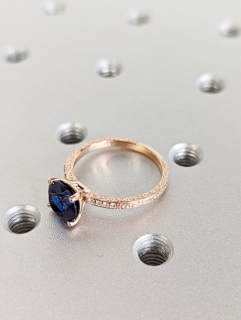 Sapphire Engagement Ring, Ring For Her Gold, Rose Gold Boho Ring, Personalized Ring For Women, Leaf Engagement Ring Rose Gold