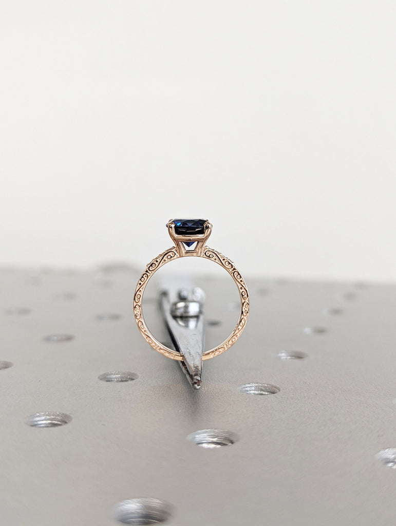 Sapphire Engagement Ring, Ring For Her Gold, Rose Gold Boho Ring, Personalized Ring For Women, Leaf Engagement Ring Rose Gold