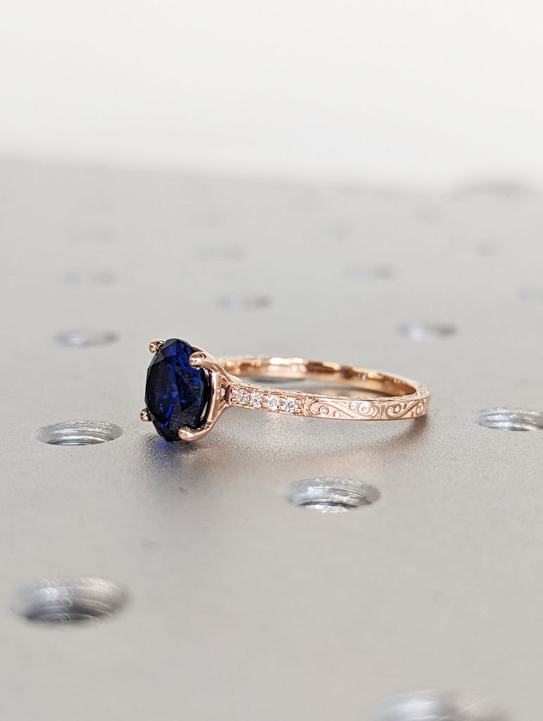 Sapphire Engagement Ring, Ring For Her Gold, Rose Gold Boho Ring, Personalized Ring For Women, Leaf Engagement Ring Rose Gold