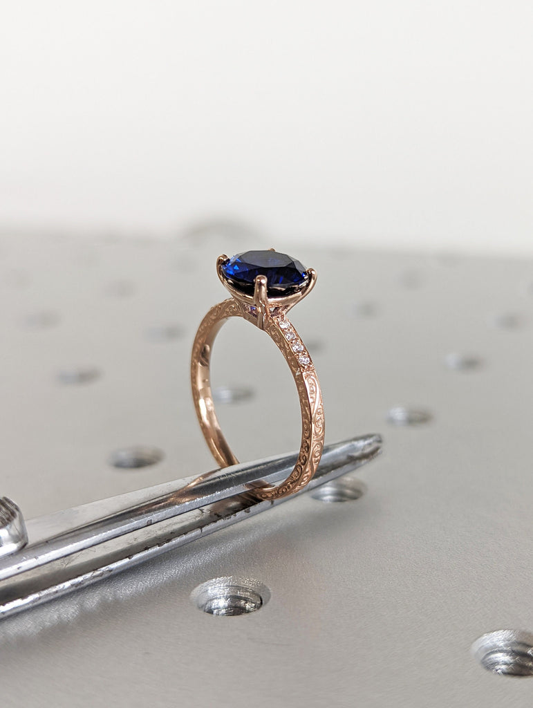 Sapphire Engagement Ring, Ring For Her Gold, Rose Gold Boho Ring, Personalized Ring For Women, Leaf Engagement Ring Rose Gold