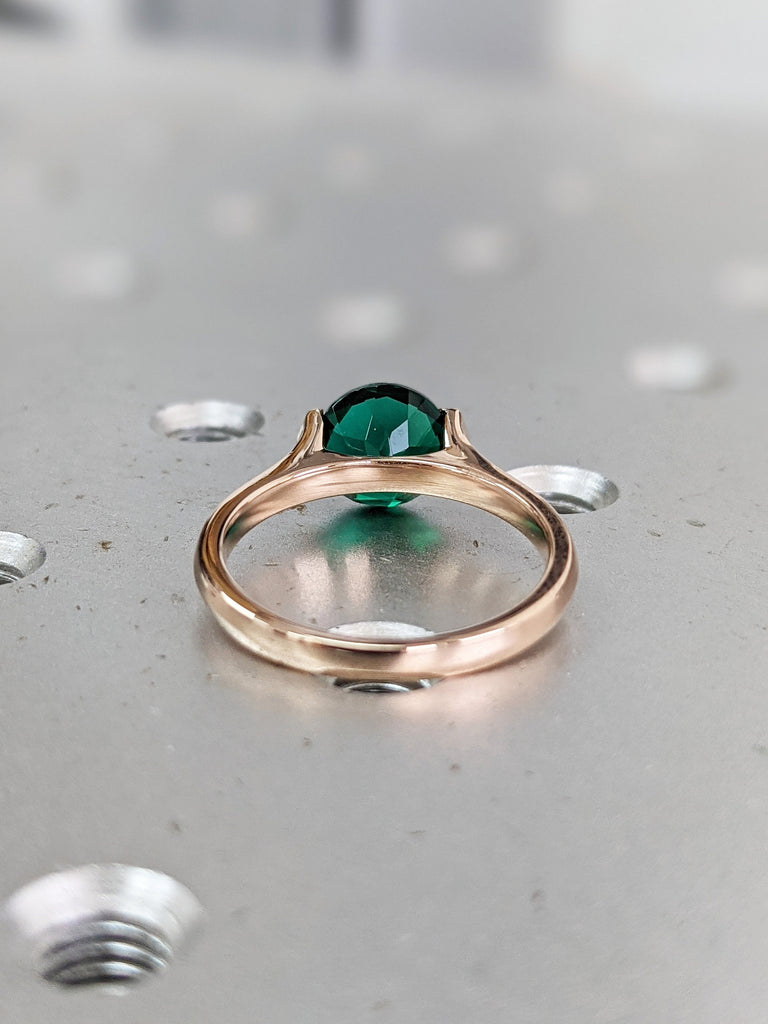 Emerald ring vintage emerald engagement ring 14k rose gold ring gift unique antique wedding promise anniversary ring for her