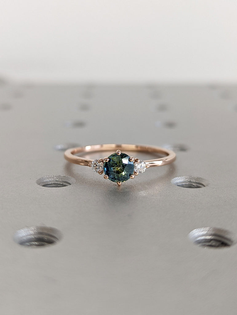 Peacock Sapphire Promise Ring Gold, Round Cut Engagement Dainty Sapphire Ring, Art Deco Ring,Green Gemstone Statement Ring,Anniversary Gift