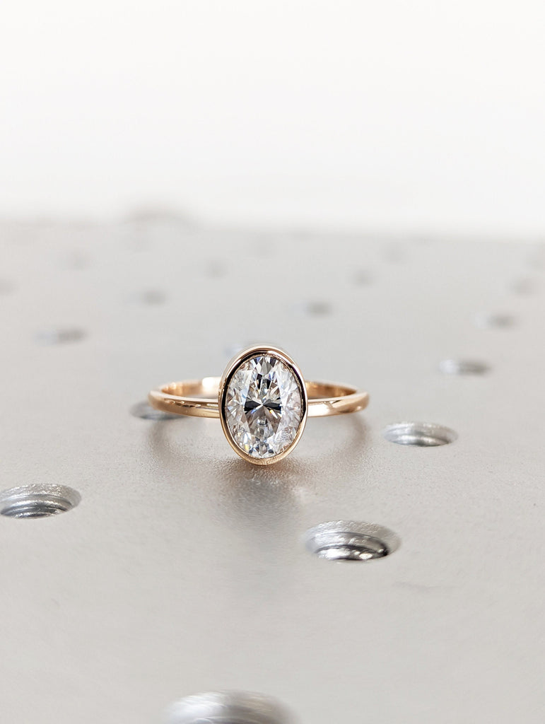 1.5 CT Oval Engagement Ring, Dainty Moissanite Engagement Ring