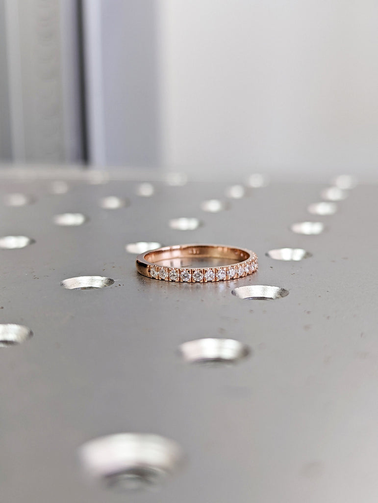 Diamond \ Moissanite Wedding Band White Gold Wedding Band Dainty Wedding Band Women Stacking Ring Rose Gold Promise Ring Eternity Ring