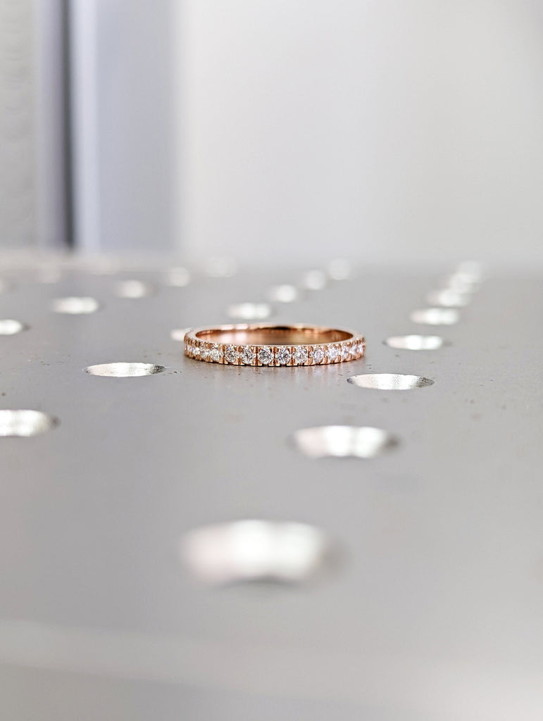 Diamond \ Moissanite Wedding Band White Gold Wedding Band Dainty Wedding Band Women Stacking Ring Rose Gold Promise Ring Eternity Ring