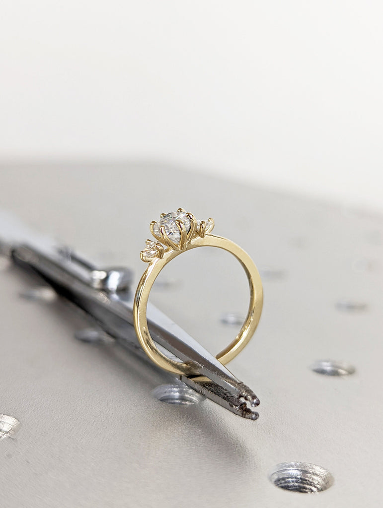 Delicate Moissanite Ring, Round Cut Gold Ring, Engagement Ring, Diamond Ring for Women, Gift for Her, Anniversary Gift