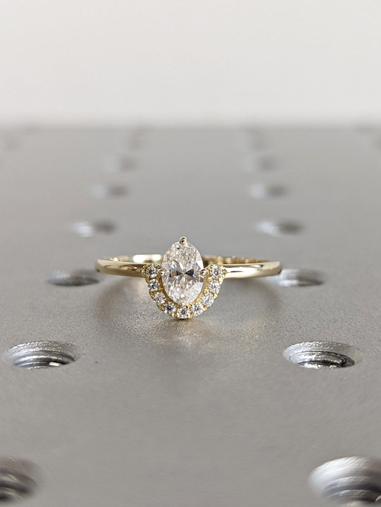 0.5 CT Oval Engagement Ring, Dainty Moissanite Engagement Ring