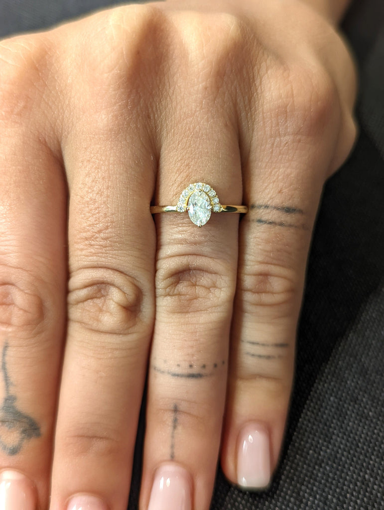 0.5 CT Oval Engagement Ring, Dainty Moissanite Engagement Ring