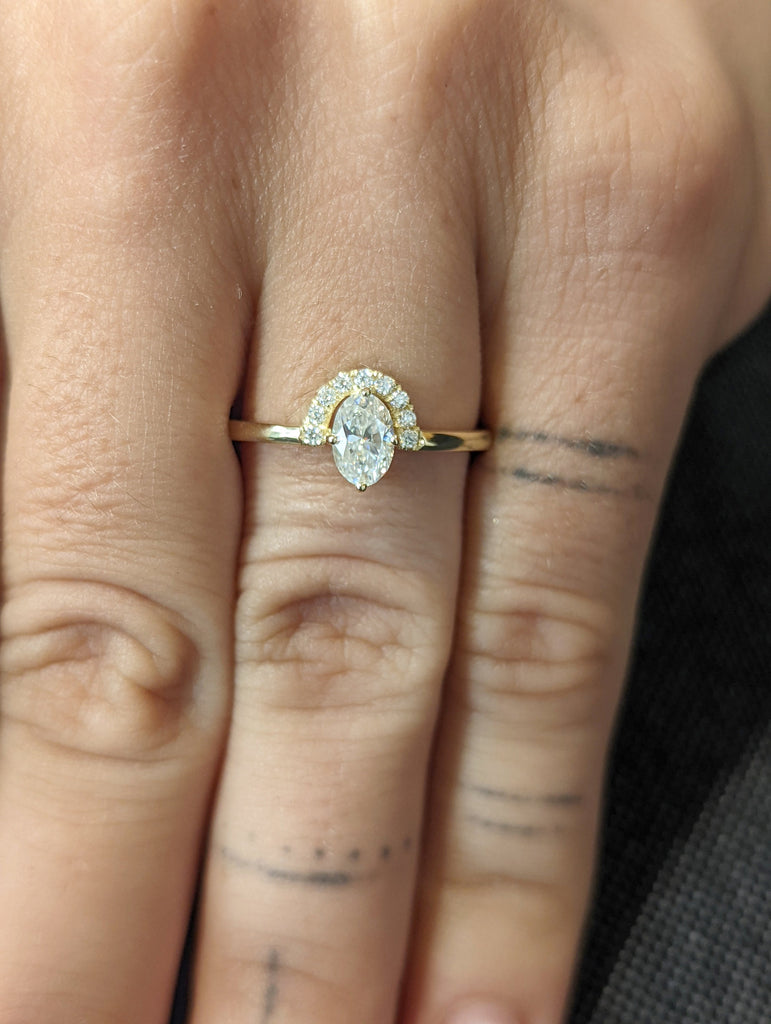 0.5 CT Oval Engagement Ring, Dainty Moissanite Engagement Ring
