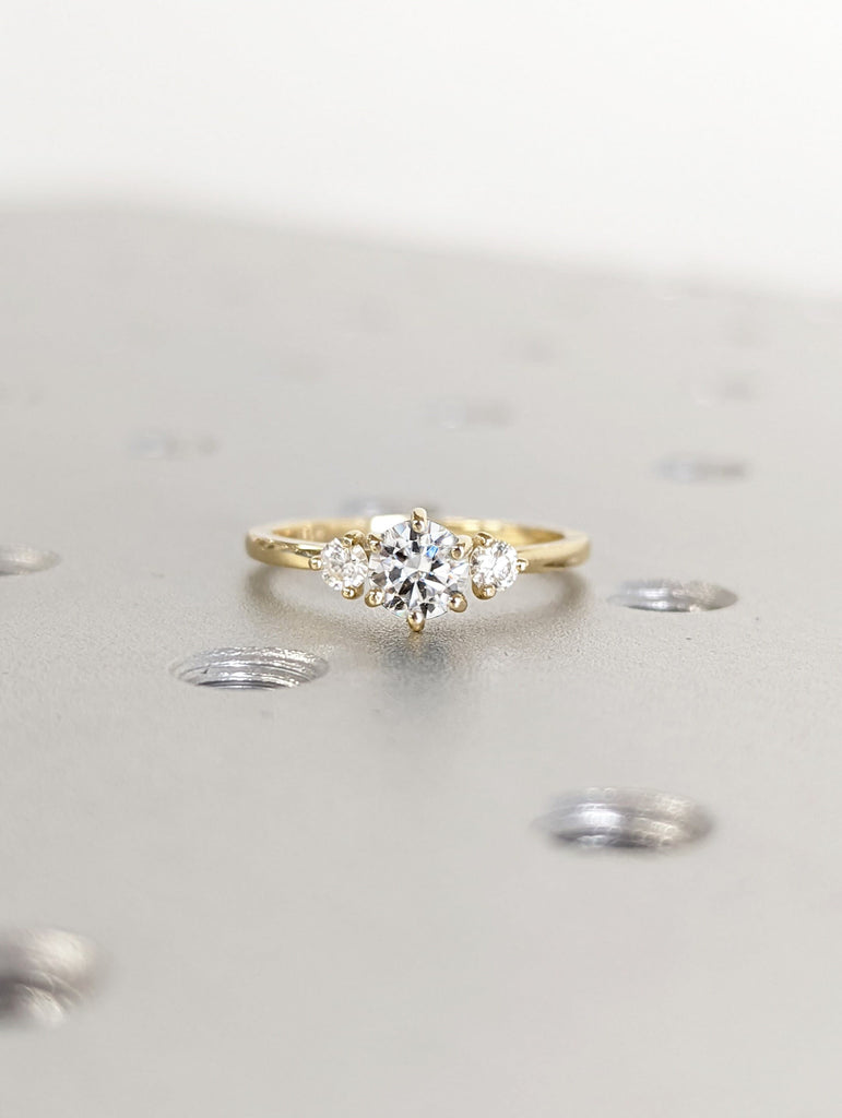 Delicate Moissanite Ring, Round Cut Gold Ring, Engagement Ring, Diamond Ring for Women, Gift for Her, Anniversary Gift