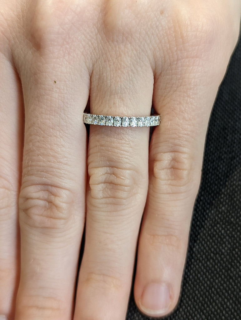 Oval Moissanite Full Eternity Ring, Full Eternity Stackable Stacking Oval Wedding Band Ring 14k White Gold, Anniversary Ring