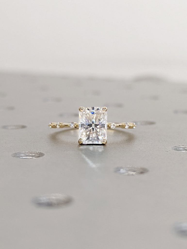 1.5 CT Radiant Engagement Ring, Dainty Moissanite Engagement Ring