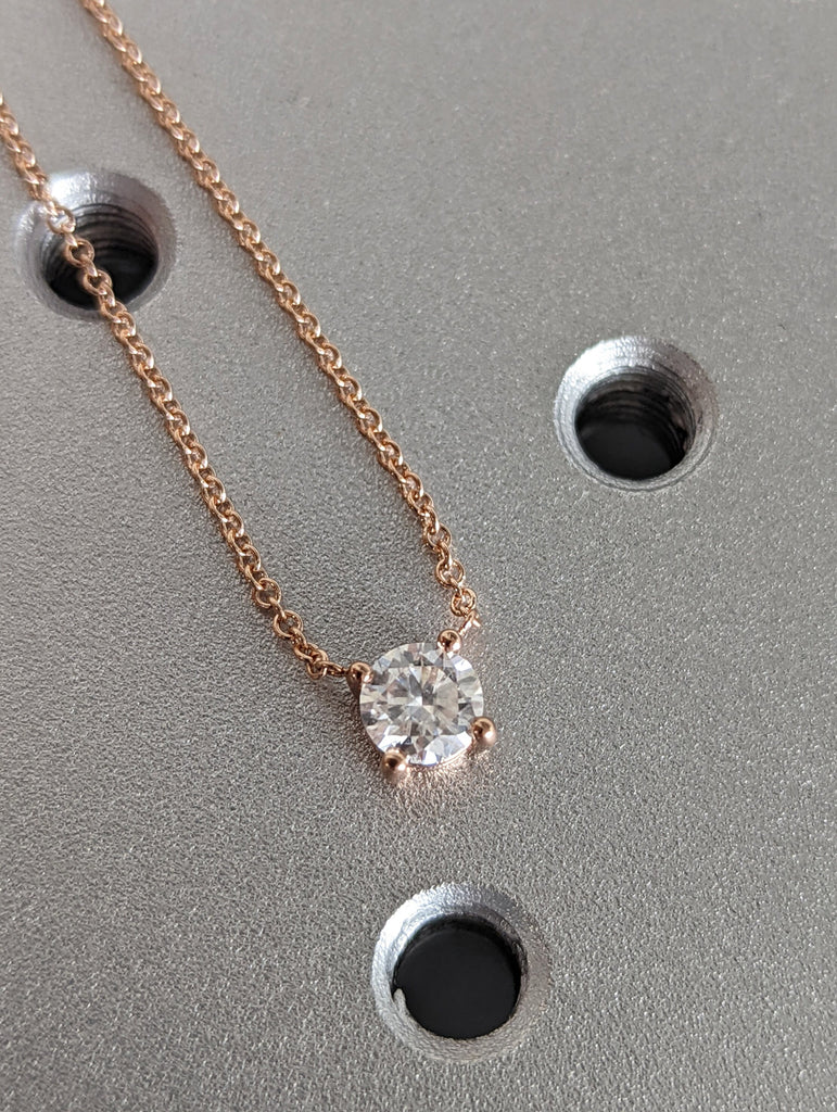 0.5CT 14kt Round Moissanite Necklace / Round Solitaire Necklace / Round Diamond Necklace /Layering Diamond Necklace /Dainty Diamond Necklace