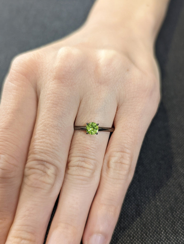 14k Solid Gold Peridot Ring, Round Peridot, Prong Setting, August Birthstone, Birthstone Jewelry, Green Peridot Gemstone