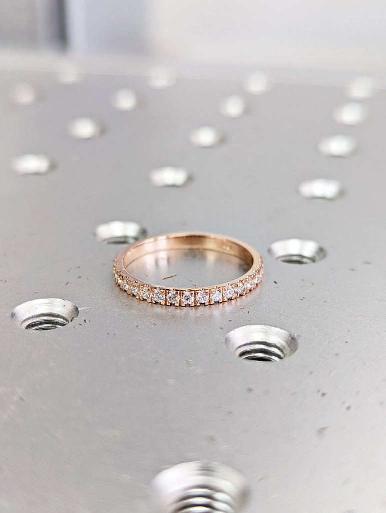 Diamond \ Moissanite Wedding Band White Gold Wedding Band Dainty Wedding Band Women Stacking Ring Rose Gold Promise Ring Eternity Ring