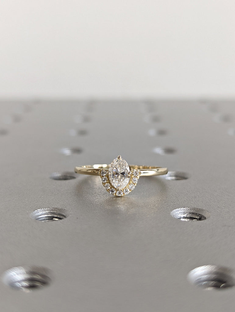 0.5 CT Oval Engagement Ring, Dainty Moissanite Engagement Ring