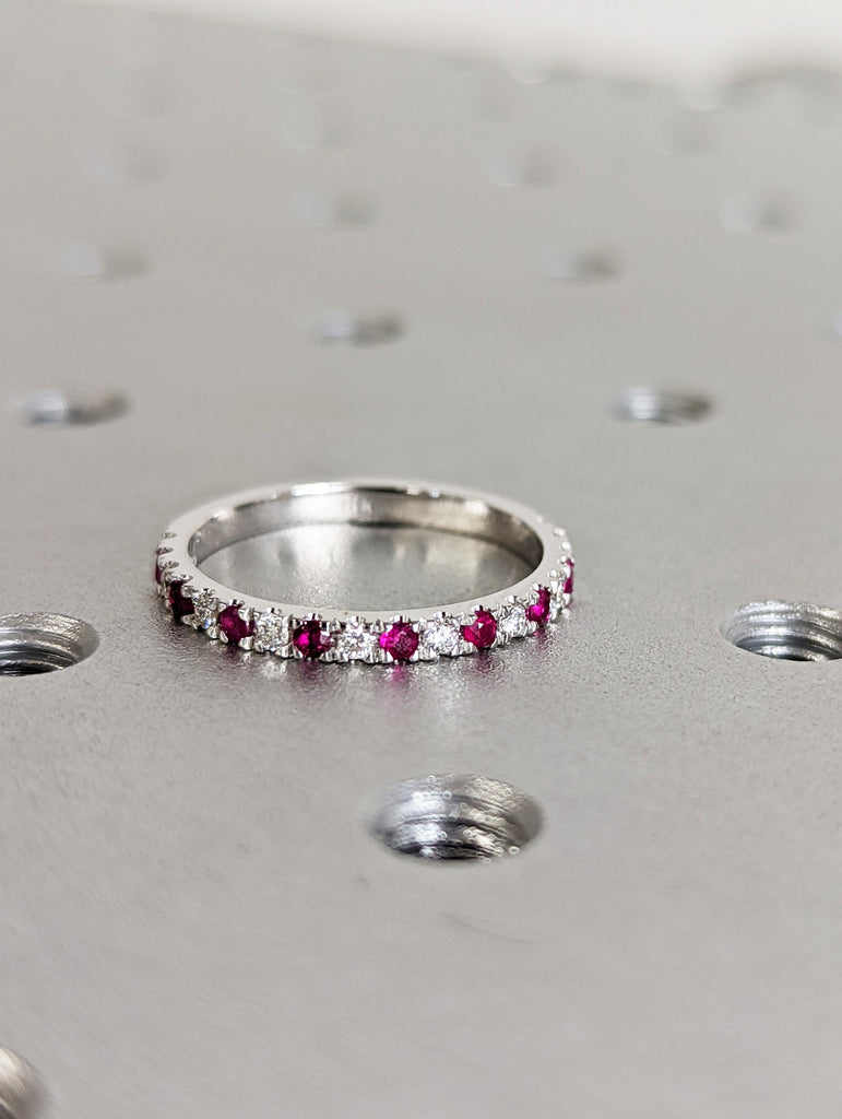 Ruby & Diamond Wedding Ring / 14k Gold Ruby Eternity Diamond Band / July Birthstone Ring/ Anniversary Ring / Labor Day Sale