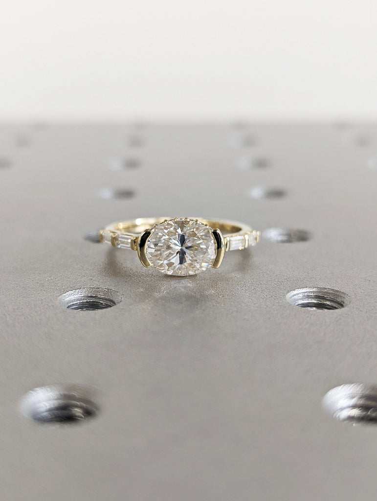 Oval Engagement Ring, 1.5Ct Crushed ice Oval cut 9*6.5mm Moissanite engagement ring, diamond hidden halo ring