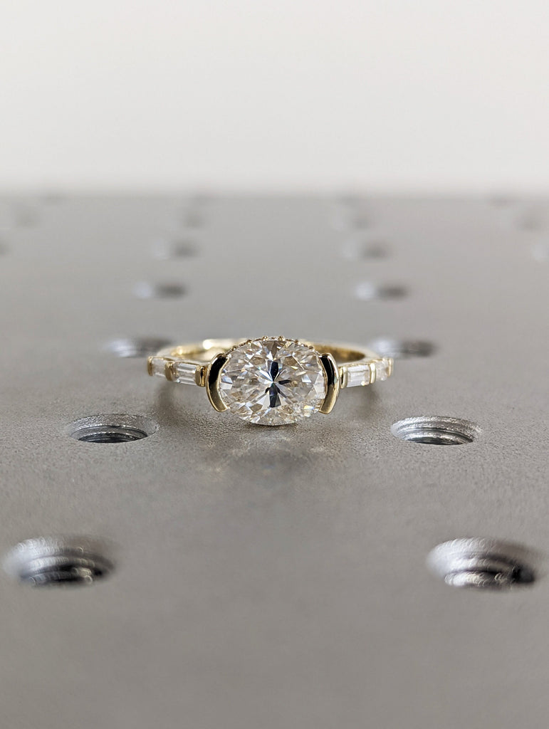 Oval Engagement Ring, 1.5Ct Crushed ice Oval cut 9*6.5mm Moissanite engagement ring, diamond hidden halo ring