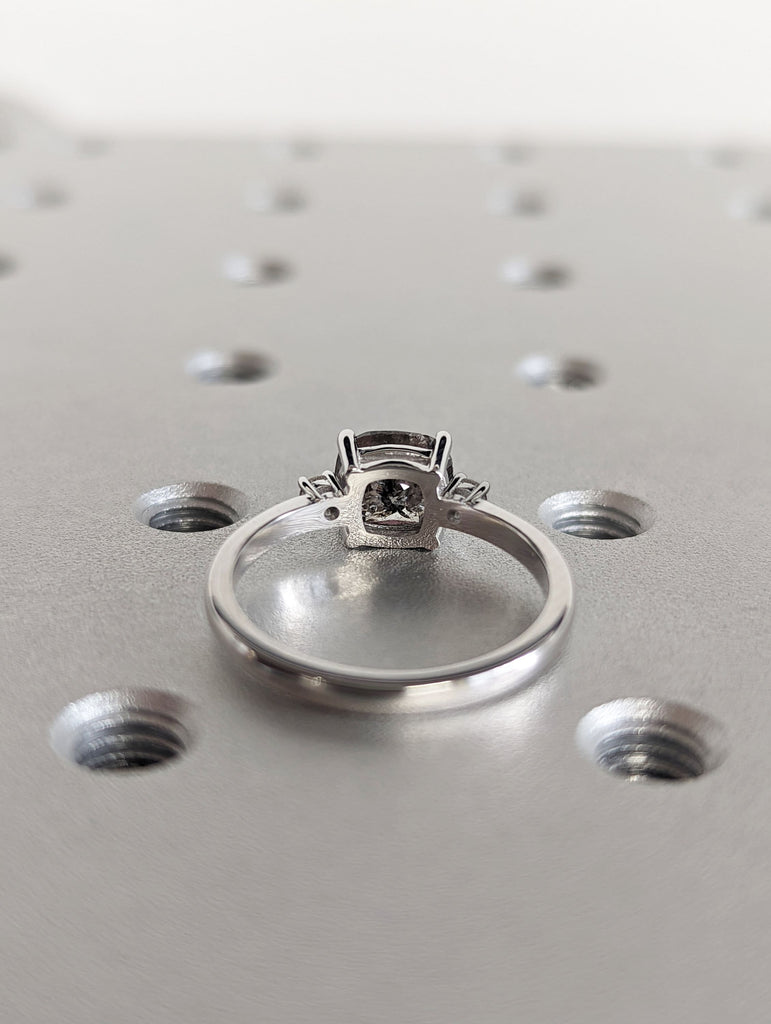 Salt And Pepper Diamond Cushion Ring, Salt And Pepper Diamond Vintage Engagement Ring, Vintage Cushion Ring, Raw Diamond Ring, Raw Cushion
