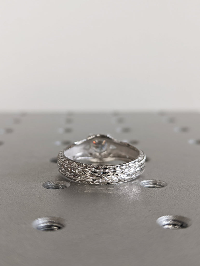 Vintage moissanite engagement ring 14k white gold Art deco wedding ring moissanite Vintage Filigree Ring engagement anniversary promise